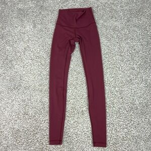 Lululemon Pants Womens 4 Red High Rise Ankle Leggings Yoga Gym Workout Sport